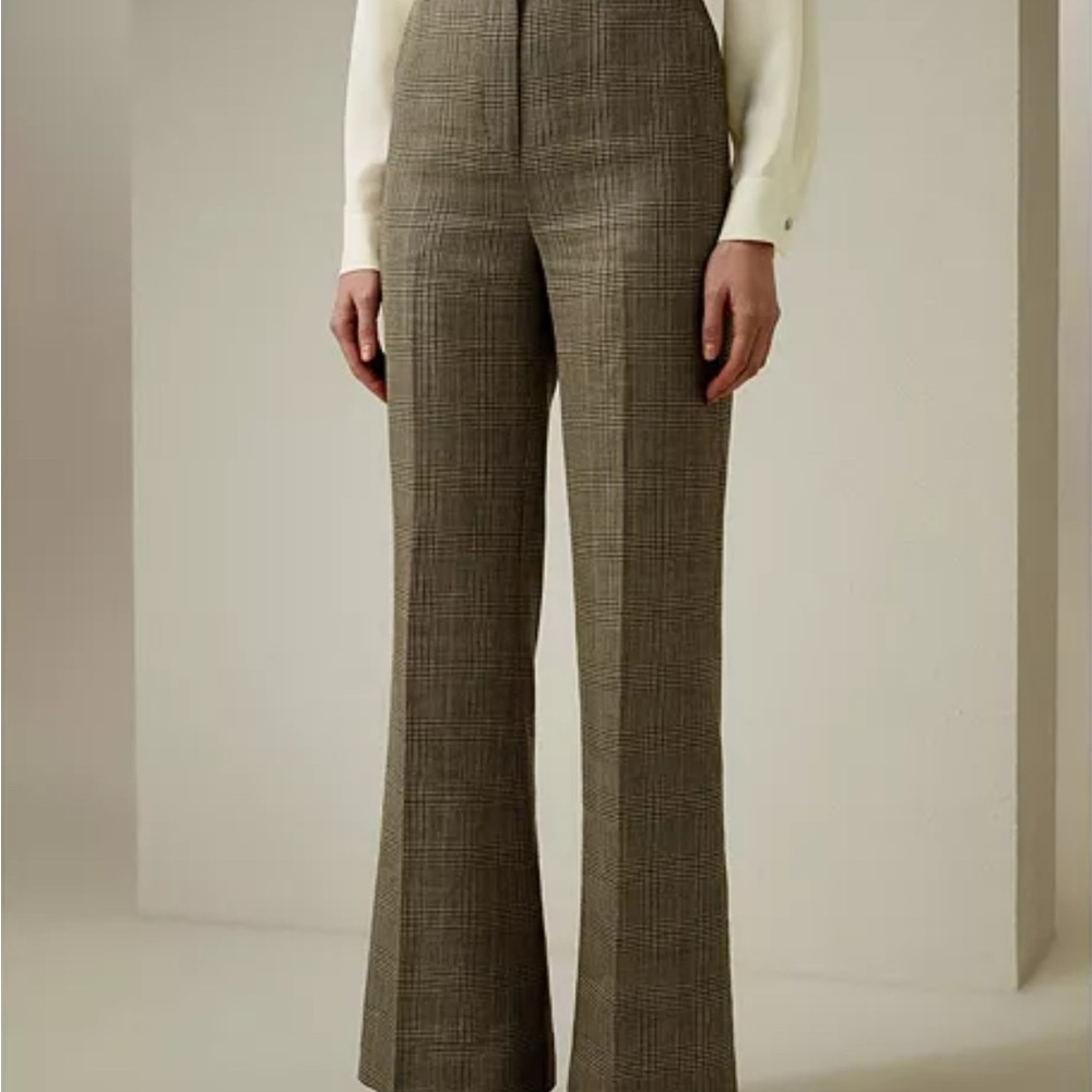 LilySilk Wool/Silk Plaid Trousers